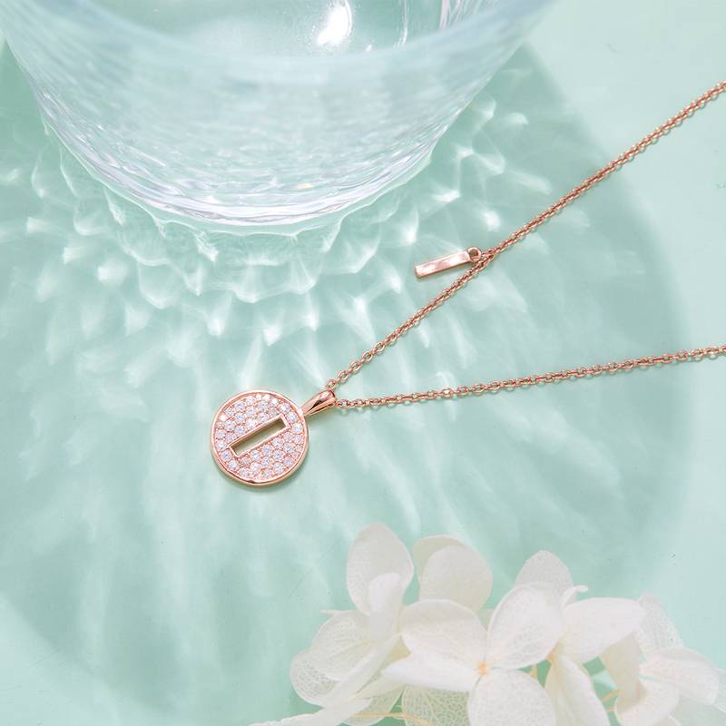 I pendant S925 silver plated rose gold Moissanite diamond light luxury letter necklace